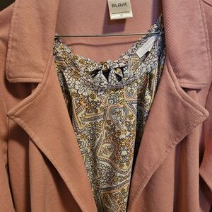 Blair Pink Corduroy Jacket with Floral LC Blouse